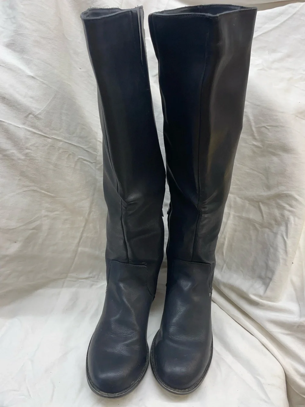 Black Knee-High Women's Boots - Classic faux Leather Sz 10